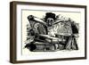 Man Reading Behind Large Books-null-Framed Giclee Print