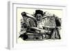 Man Reading Behind Large Books-null-Framed Giclee Print