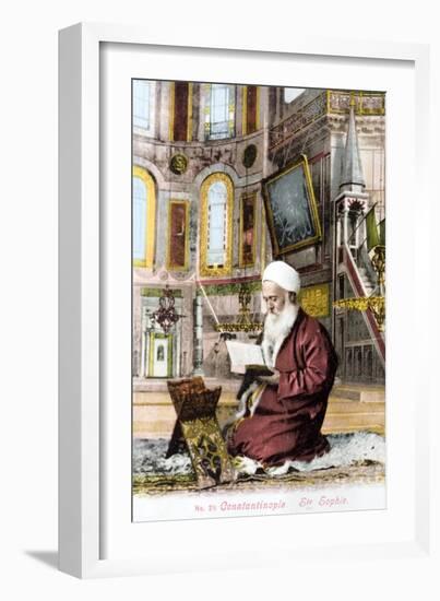 Man Reading Koran in Hagia Sofia-null-Framed Giclee Print