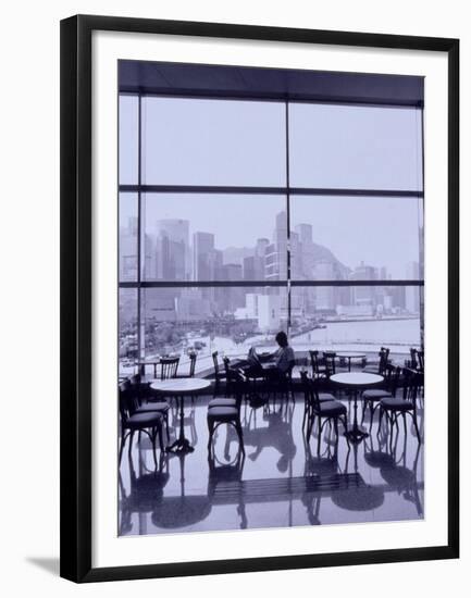 Man Reading Paper, Hong Kong, China-Walter Bibikow-Framed Premium Photographic Print