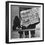 Man Reading the Comics Section of the Detroit Times on a Typical Sunday During WWII-Walter Sanders-Framed Photographic Print