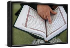 Man reading the Quran in a mosque, Bussy-Saint-Georges, Seine-et-Marne, France-Godong-Framed Photographic Print