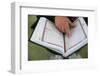 Man reading the Quran in a mosque, Bussy-Saint-Georges, Seine-et-Marne, France-Godong-Framed Photographic Print