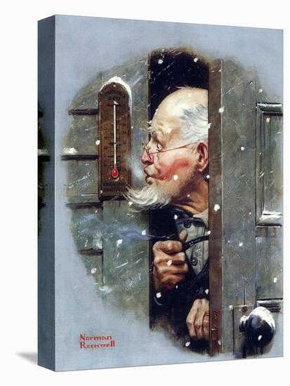 Man Reading Thermometer (or Fifteen Below Zero)-Norman Rockwell-Stretched Canvas