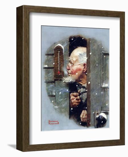 Man Reading Thermometer (or Fifteen Below Zero)-Norman Rockwell-Framed Giclee Print