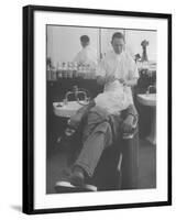 Man Receiving a Shave in a Barber Shop-Cornell Capa-Framed Photographic Print