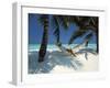 Man Relaxing on a Beachside Hammock, Maldives, Indian Ocean-Papadopoulos Sakis-Framed Photographic Print