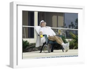 Man Relaxing with a Beer After His Tennis Match-null-Framed Photographic Print