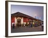 Man Rideing Bike Past Restaurant on Calle La Calzada, Granada, Nicaragua, Central America-Jane Sweeney-Framed Photographic Print