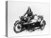 Man Riding an Ajs Motorbike with a Woman in the Sidecar, 1939-null-Stretched Canvas