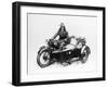 Man Riding an Ajs Motorbike with a Woman in the Sidecar, 1939-null-Framed Photographic Print