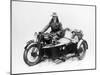 Man Riding an Ajs Motorbike with a Woman in the Sidecar, 1939-null-Mounted Photographic Print