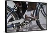 Man Riding Bicycle in Dress Shoes-William P. Gottlieb-Framed Stretched Canvas