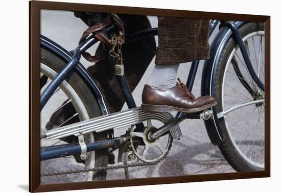 Man Riding Bicycle in Dress Shoes-William P. Gottlieb-Framed Photographic Print