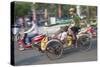 Man Riding Cyclo, Hue, Thua Thien-Hue, Vietnam, Indochina, Southeast Asia, Asia-Ian Trower-Stretched Canvas