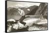 Man Riding Giant Fish-null-Framed Stretched Canvas