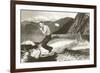 Man Riding Giant Fish-null-Framed Art Print