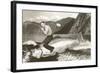 Man Riding Giant Fish-null-Framed Art Print