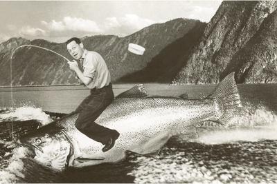 Man Riding Giant Fish' Prints