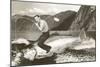 Man Riding Giant Fish-null-Mounted Art Print