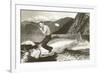 Man Riding Giant Fish-null-Framed Premium Giclee Print