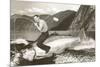 Man Riding Giant Fish-null-Mounted Premium Giclee Print