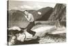 Man Riding Giant Fish-null-Stretched Canvas