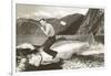 Man Riding Giant Fish-null-Framed Art Print