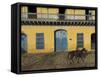 Man Riding Horse Past the Galeria Del Arte (Art Gallery), Plaza Mayor, Trinidad, Cuba-Eitan Simanor-Framed Stretched Canvas