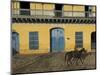 Man Riding Horse Past the Galeria Del Arte (Art Gallery), Plaza Mayor, Trinidad, Cuba-Eitan Simanor-Mounted Photographic Print