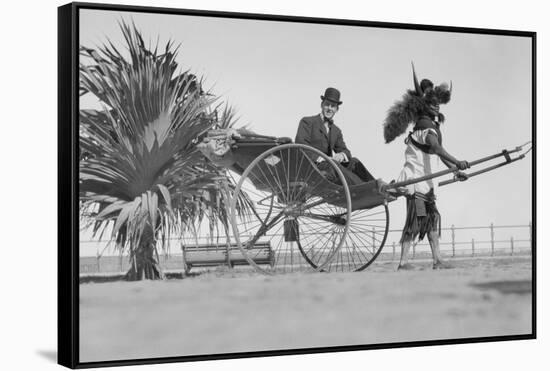 Man Riding in Rickshaw-null-Framed Stretched Canvas