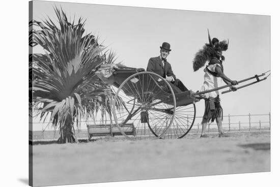 Man Riding in Rickshaw-null-Stretched Canvas