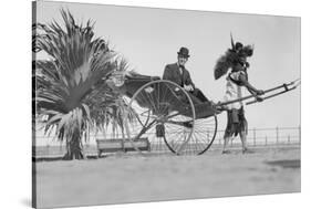 Man Riding in Rickshaw-null-Stretched Canvas