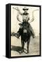 Man Riding Lyre-Horned Steer-null-Framed Stretched Canvas