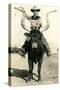 Man Riding Lyre-Horned Steer-null-Stretched Canvas