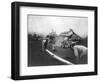 Man Riding Zebra Jumping Fence Photograph - Africa-Lantern Press-Framed Art Print