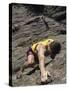 Man Rock Climbing While Tethered to Another Climber Below-null-Stretched Canvas