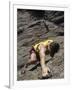 Man Rock Climbing While Tethered to Another Climber Below-null-Framed Photographic Print