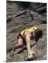 Man Rock Climbing While Tethered to Another Climber Below-null-Mounted Photographic Print