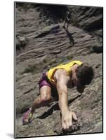 Man Rock Climbing While Tethered to Another Climber Below-null-Mounted Photographic Print