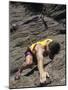 Man Rock Climbing While Tethered to Another Climber Below-null-Mounted Photographic Print