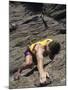 Man Rock Climbing While Tethered to Another Climber Below-null-Mounted Photographic Print