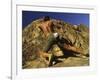 Man Rock Climbing Without Equipment-null-Framed Photographic Print