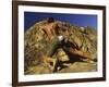 Man Rock Climbing Without Equipment-null-Framed Photographic Print