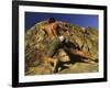 Man Rock Climbing Without Equipment-null-Framed Photographic Print