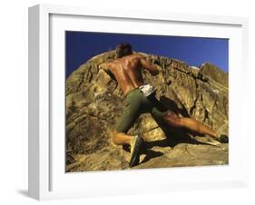 Man Rock Climbing Without Equipment-null-Framed Photographic Print