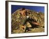 Man Rock Climbing Without Equipment-null-Framed Photographic Print