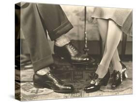 Man's and Woman's Feet and Shoes-Found Image Press-Stretched Canvas