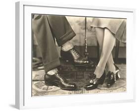 Man's and Woman's Feet and Shoes-null-Framed Art Print