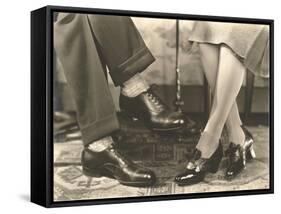 Man's and Woman's Feet and Shoes-null-Framed Stretched Canvas